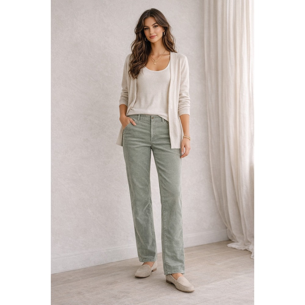 J.Jill‎ Corduroy Pants Women Sz 20 Gray Cotton Classic Preppy Straight Leg